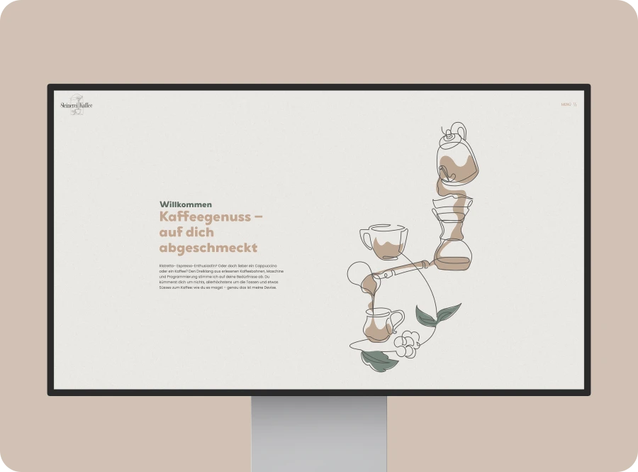 Steinerei Kaffee Webseite auf Desktop