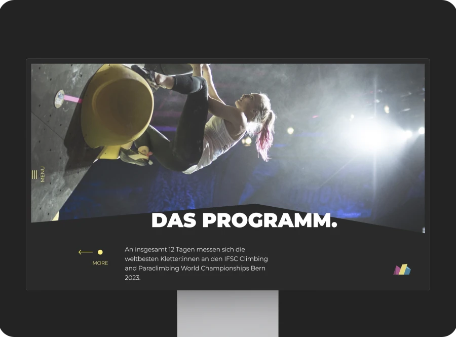 Kletter WM Webseite auf Desktop